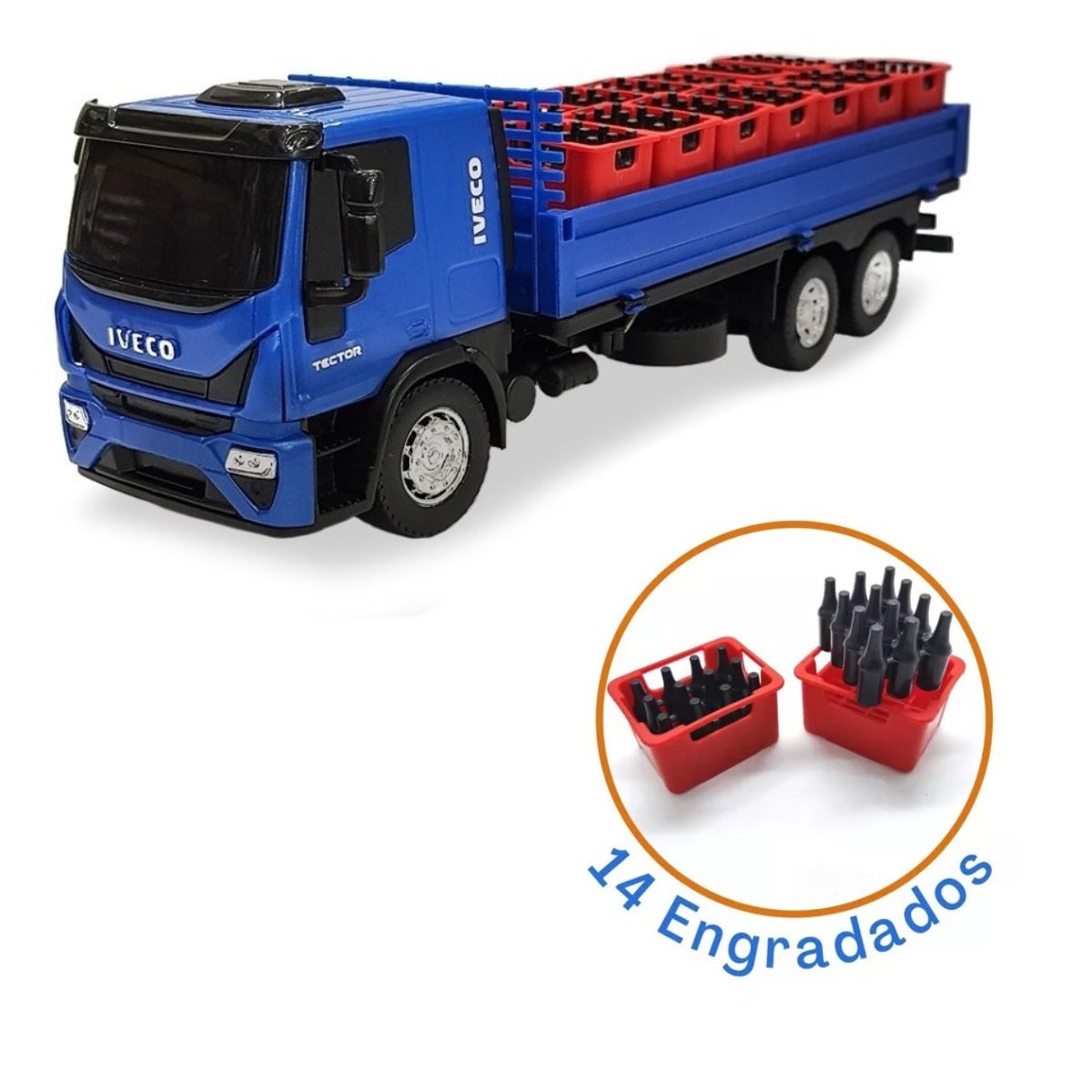 Brinquedo Caminhão De Bebidas Iveco Dropside Azul - Usual Brinquedo Caminhão De Bebidas Iveco Dropside Azul - Usual
